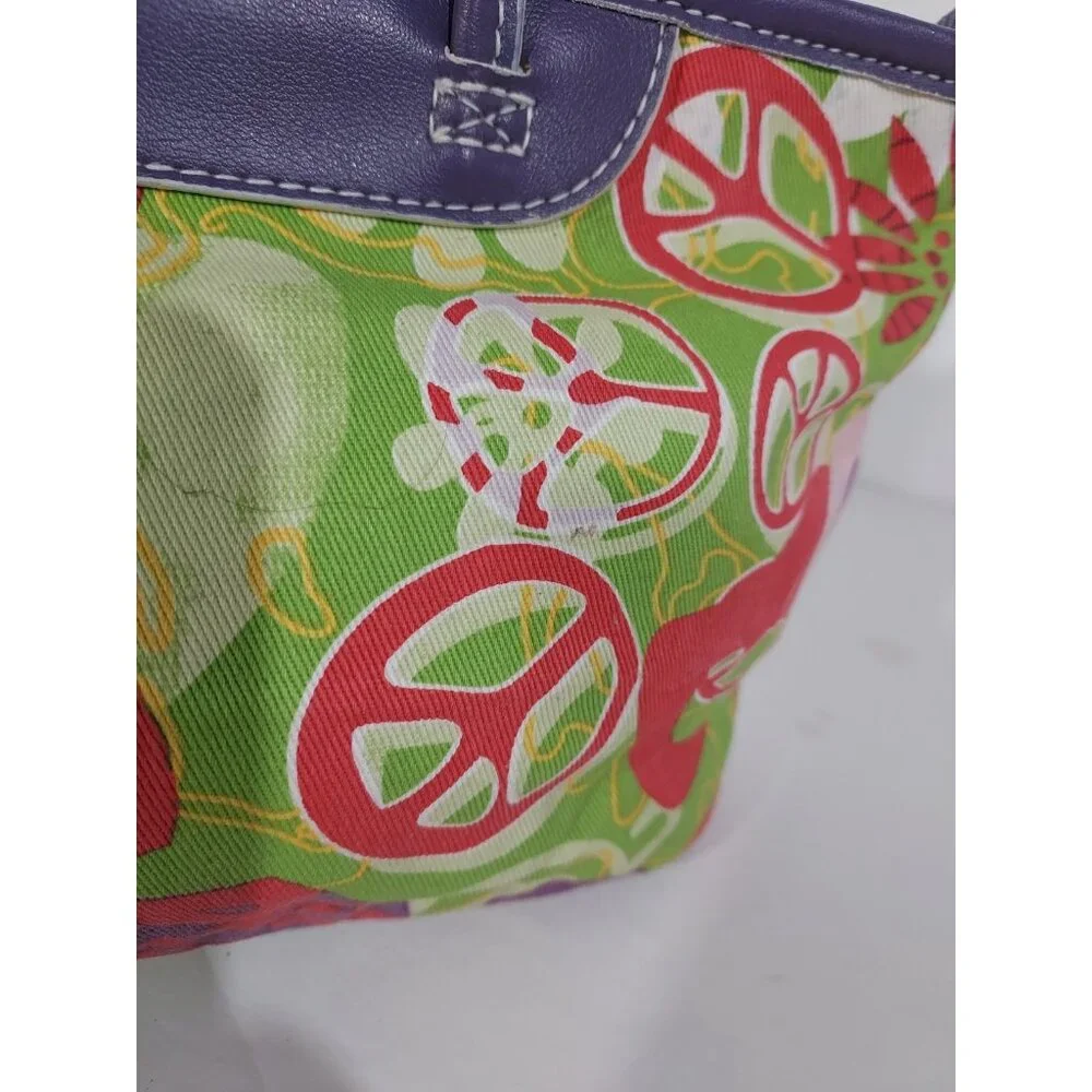 Purse Small Tracie Godi Goove Boho Floral Bag Lime Green Purple Vintage 1990 - Picture 12 of 15